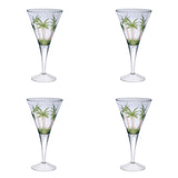 Set of Four Clear and Green Palm Tree Acrylic Stemmed All Purpose Wine Glasses