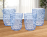 Set of Four Blue Paisley Acrylic Stemless Whiskey Glasses