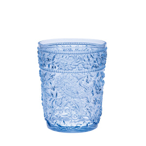 Set of Four Blue Paisley Acrylic Stemless Whiskey Glasses