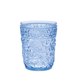 Set of Four Blue Paisley Acrylic Stemless Whiskey Glasses