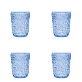 Set of Four Blue Paisley Acrylic Stemless Whiskey Glasses