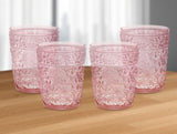 Set of Four Pink Paisley Acrylic Stemless Whiskey Glasses