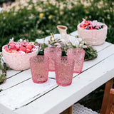 Set of Four Pink Paisley Acrylic Stemless Whiskey Glasses