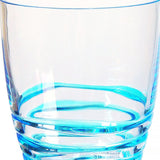 Set of Four Clear and Blue Acrylic Stemless Whiskey Glasses