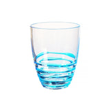 Set of Four Clear and Blue Acrylic Stemless Whiskey Glasses