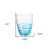 Set of Four Clear and Blue Acrylic Stemless Whiskey Glasses