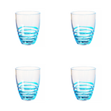 Set of Four Clear and Blue Acrylic Stemless Whiskey Glasses