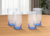 Set of Four Clear and Blue Acrylic Highball Glasses