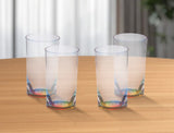 Set of Four Clear and Blue Acrylic Highball Glasses