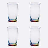 Set of Four Clear and Blue Acrylic Highball Glasses