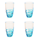 Set of Four Clear and Blue Swirl Acrylic Highball Glasses