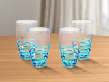 Set of Four Clear and Blue Swirl Acrylic Highball Glasses