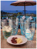 Set of Four Clear and Blue Swirl Acrylic Highball Glasses