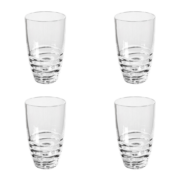 Set of Four Clear Swirl Acrylic Highball Glasses