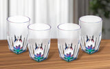 Set of Four Clear and Rainbow Geometric Acrylic Highball Glasses