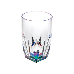 Set of Four Clear and Rainbow Geometric Acrylic Highball Glasses