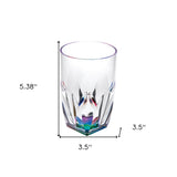 Set of Four Clear and Rainbow Geometric Acrylic Highball Glasses