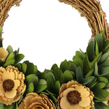 12" Brown Green and Yellow Wood Shaving Artificial Wreath