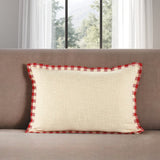 16" X 24" Ivory and Red Christmas Cotton Zippered Pillow