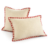 16" X 24" Ivory and Red Christmas Cotton Zippered Pillow