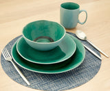 Green Sixteen Piece Ceramic Service For Four Dinnerware Set